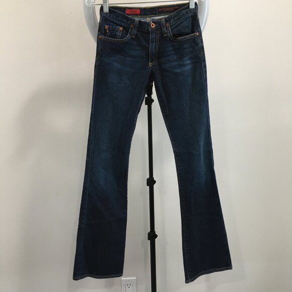 AG ADRIANO GOLDSCHMIED Dark Wash THE ANGEL 5 Pocket Slight Flare Leg Jeans - Picture 1 of 10